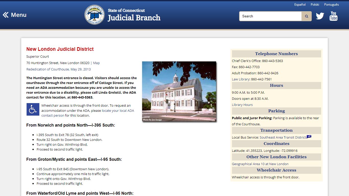 New London JD Directions - CT Judicial Branch